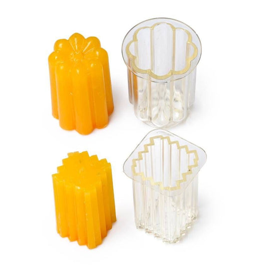 Medium Clear Ribbed Pillar Candle Mold - Floral Design 2-Piece