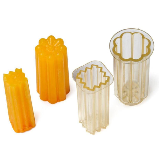 Large Clear Ribbed Pillar Candle Mold - Floral Design 2-Piece