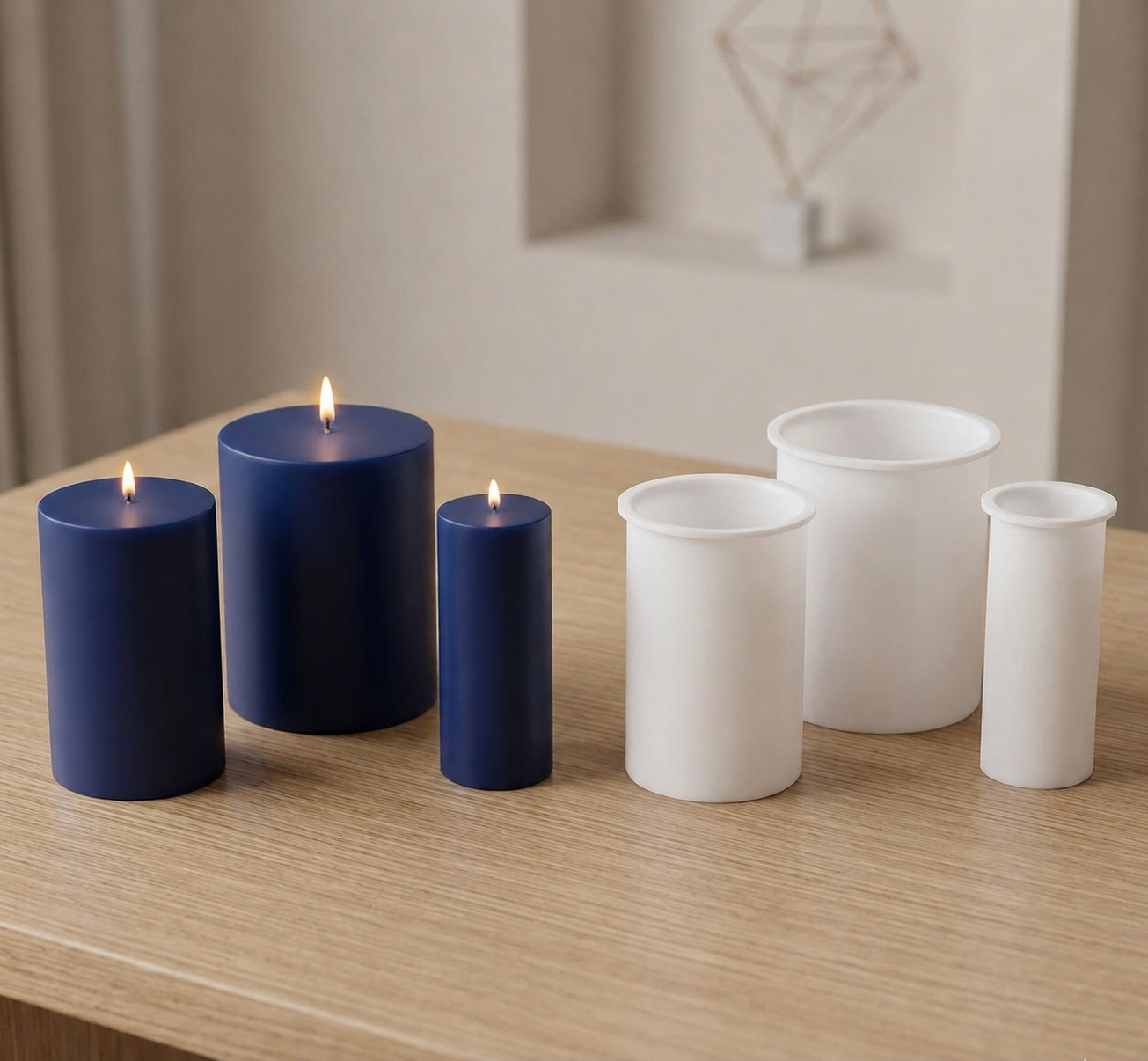 Short Pillar Candle Mold Set - 10cm Graduated 3-Piece