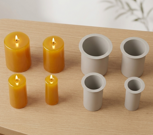 Multi-Size Short Pillar Candle Mold - 8cm 4-Piece Set