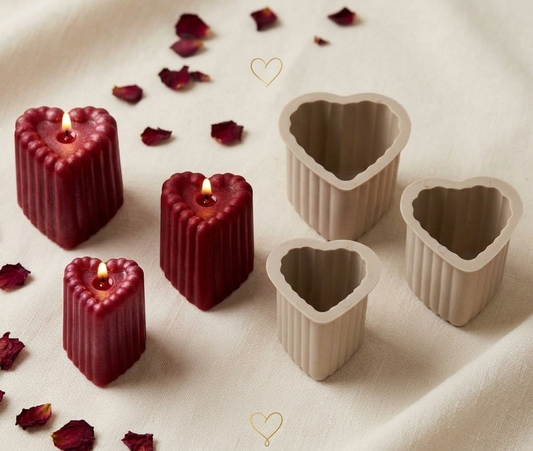 Heart Candle Shape Molds - 8cm Graduated 3-Piece Set