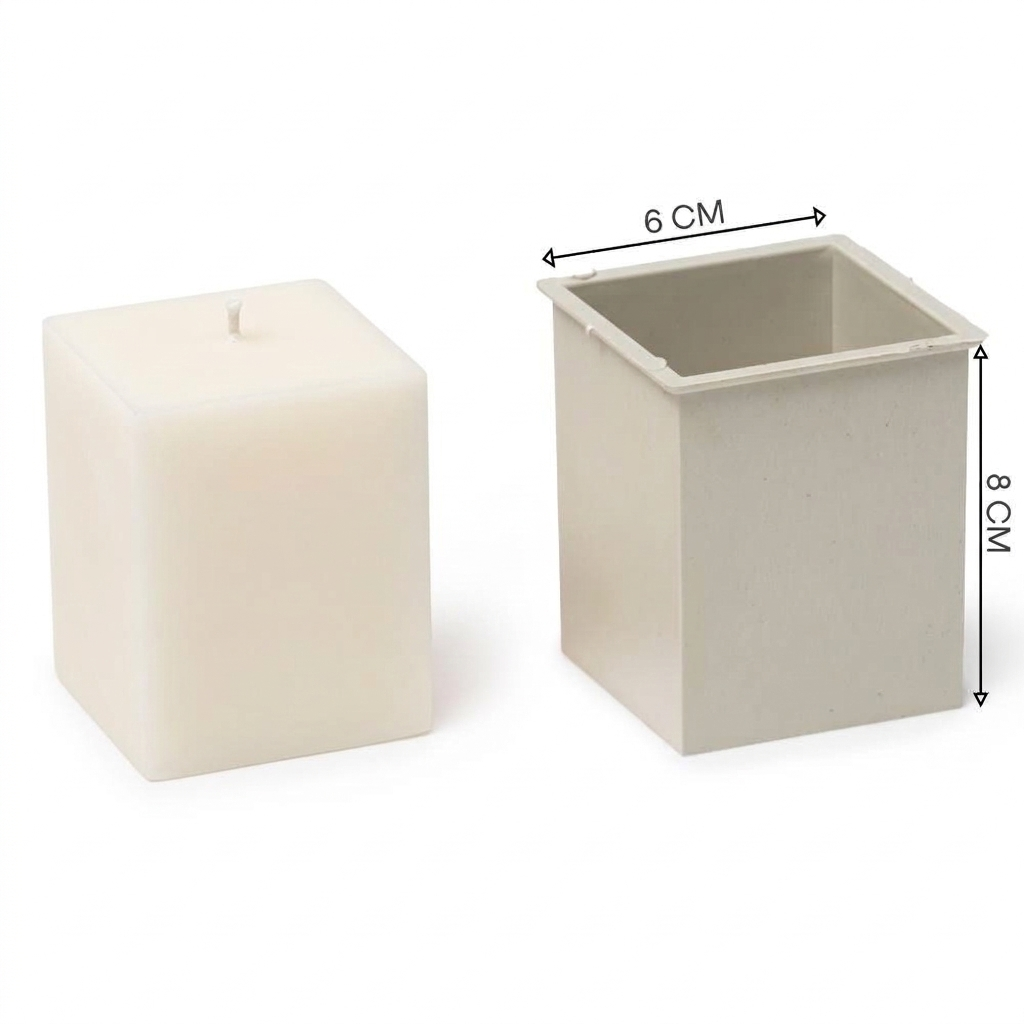 Square Pillar Candle Mold - 8cm Graduated 4-Piece Set