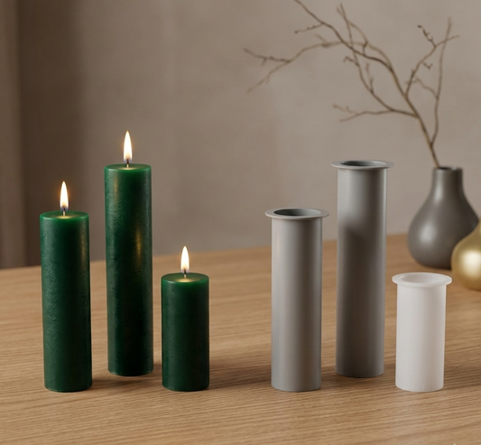 Slim Pillar Candle Mold Set - 4cm Base 3-Piece Graduated