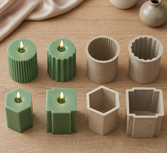 Geometric Pillar Candle Mold - 4-Piece Set