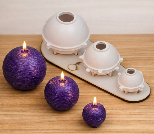Ball Candle Shape Molds - Graduated 3-Piece Sphere Set