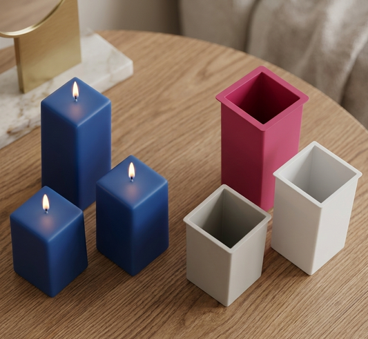 Narrow Square Pillar Candle Mold Set - 6cm Base 3-Piece